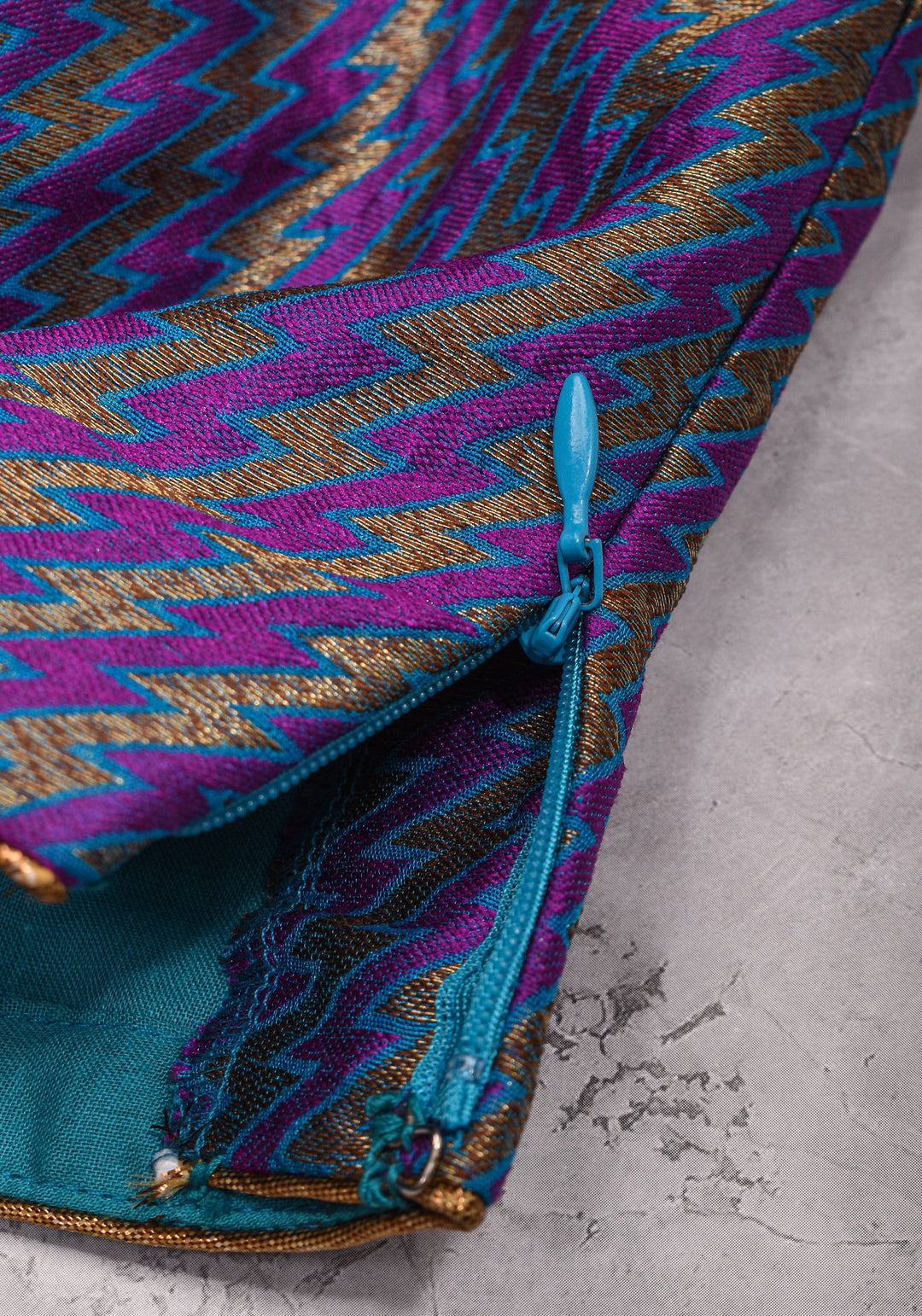 Purple Blue jacquard one shoulder blouse crop top, Made to Order