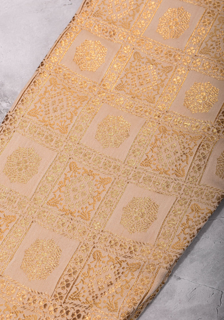 Ivory Patola Design Brocade Mix and Match Blouse with 3/4 sleeve for saree, Made to Order