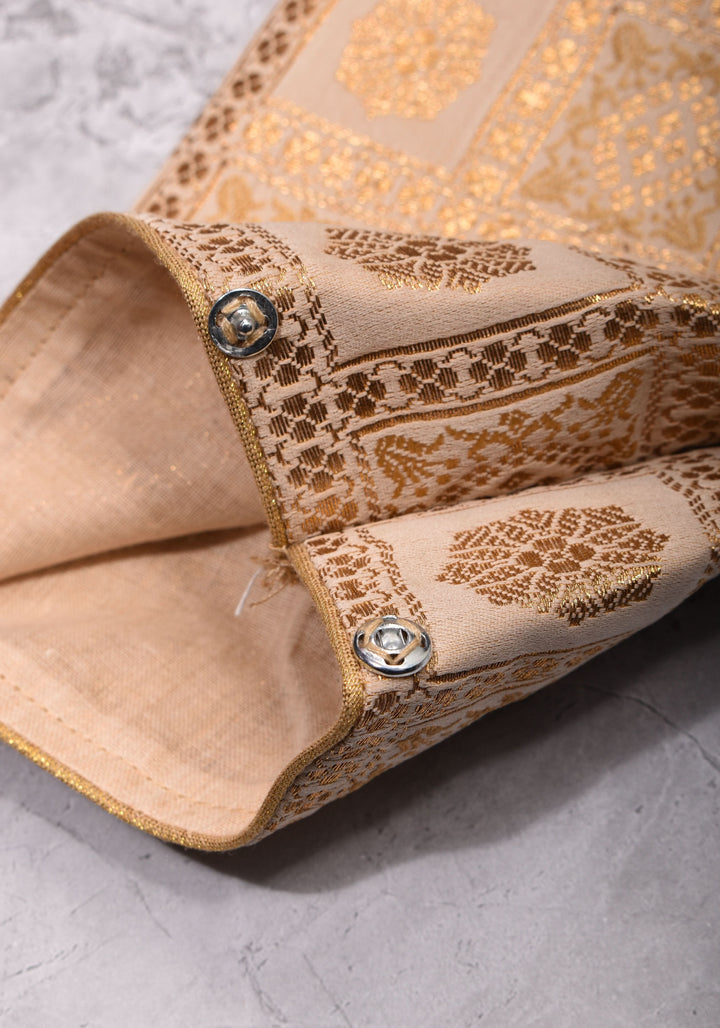 Ivory Patola Design Brocade Mix and Match Blouse with 3/4 sleeve for saree, Made to Order