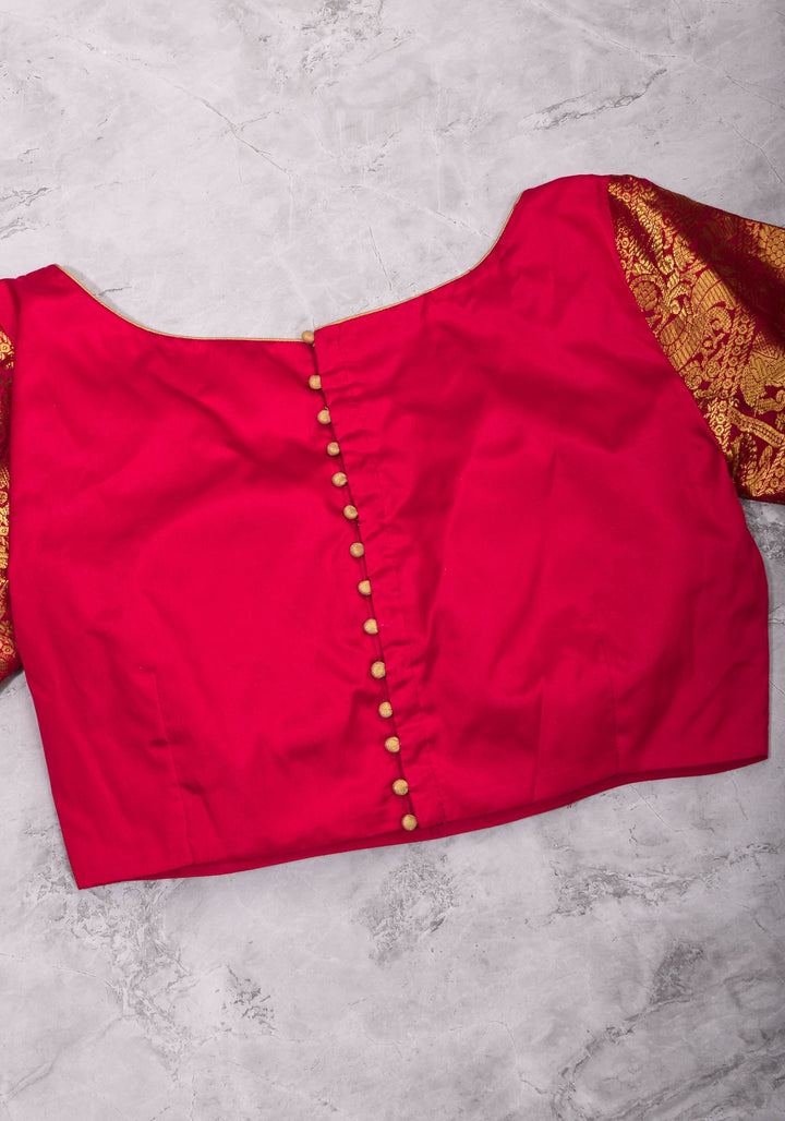 Red kanjivaram Silk Blouse with 3/4th Sleeves Mix and Match Blouse for saree, Made to Order