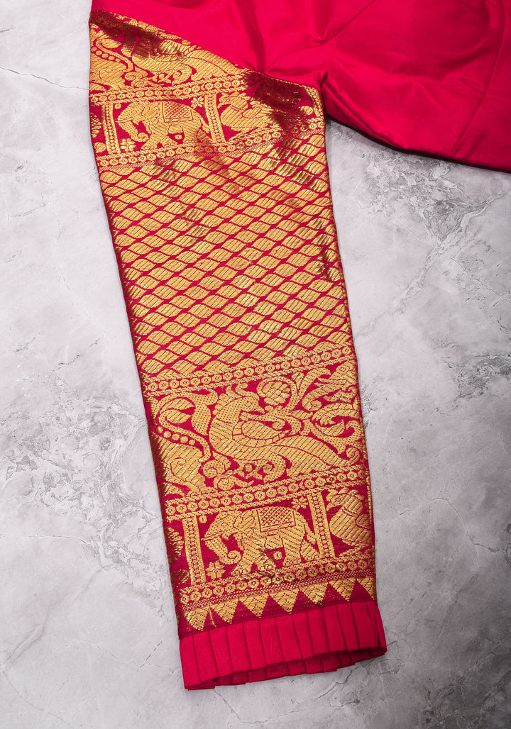 Red kanjivaram Silk Blouse with 3/4th Sleeves Mix and Match Blouse for saree, Made to Order