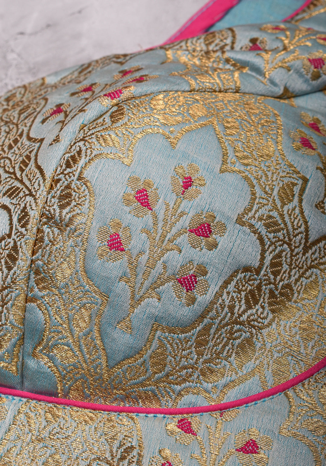Heather Blue Meenakari  Silk Blouse  Mix and Match Blouse for saree, Made to Order