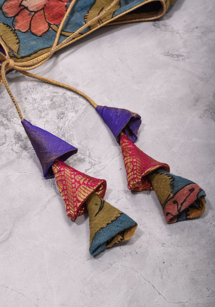 Purple  Silk Blouse with pen Kalamkari Yoke  Mix and Match Blouse for saree, Made to Order