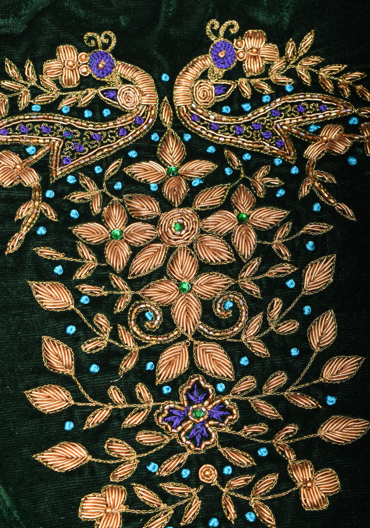 Green Velvet Blouse with Zardosi Work   Mix and Match Blouse for saree, Made to Order