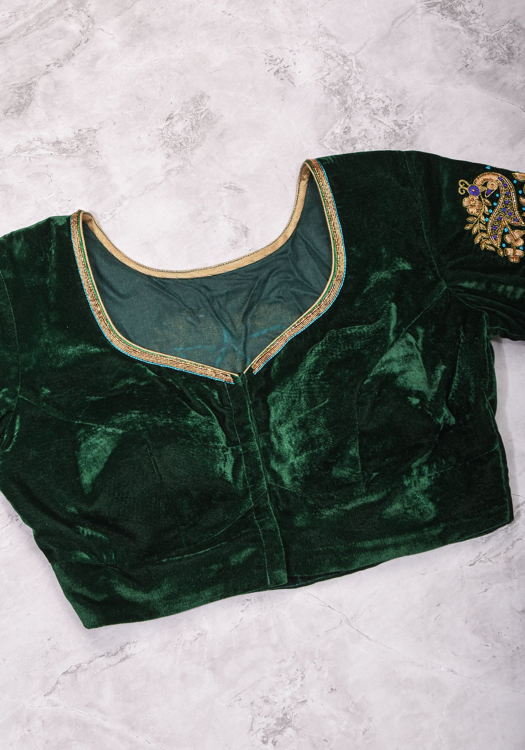 Green Velvet Blouse with Zardosi Work   Mix and Match Blouse for saree, Made to Order