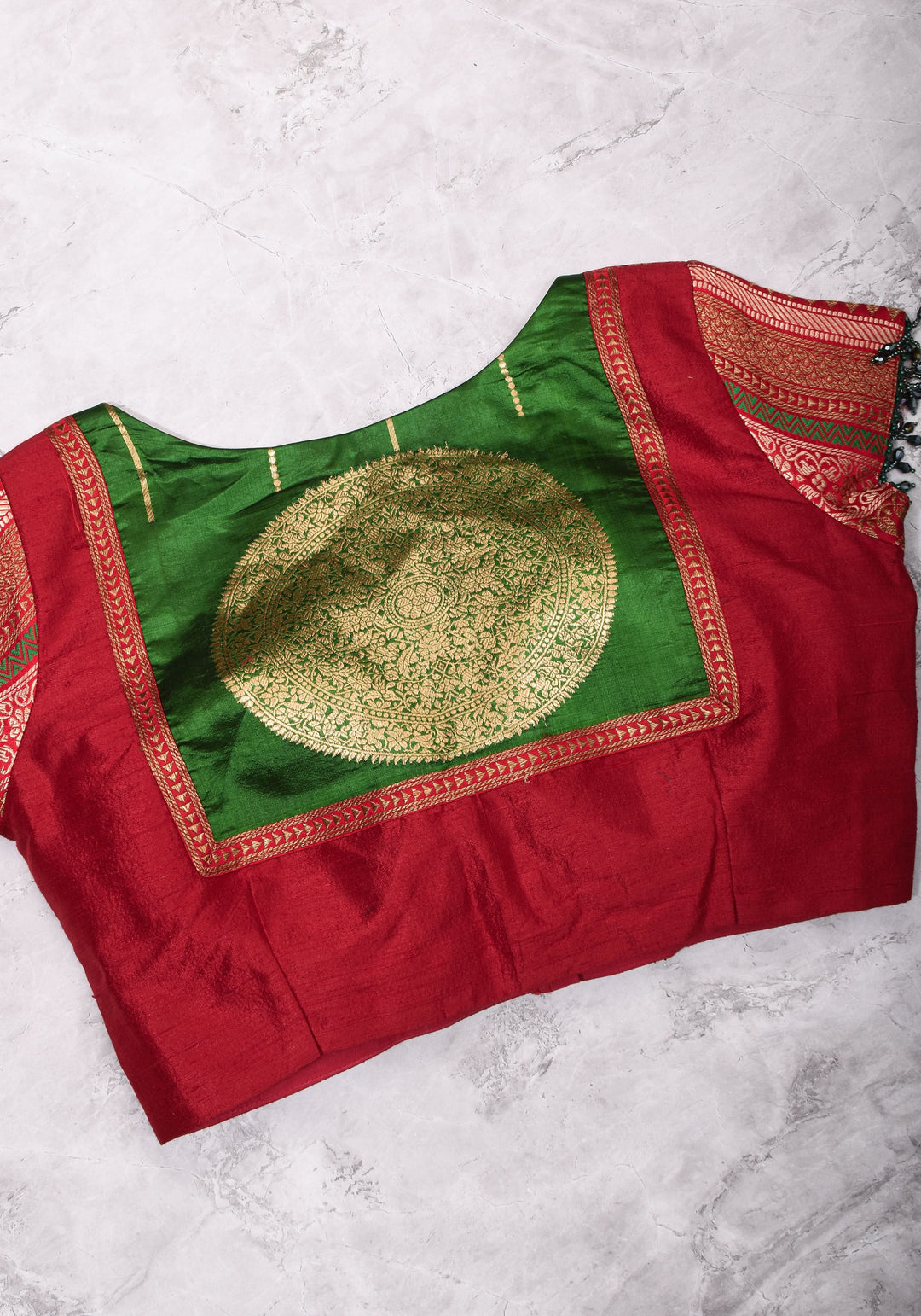 Green Red Blouse with V neck  Mix and Match Blouse for saree, Made to Order