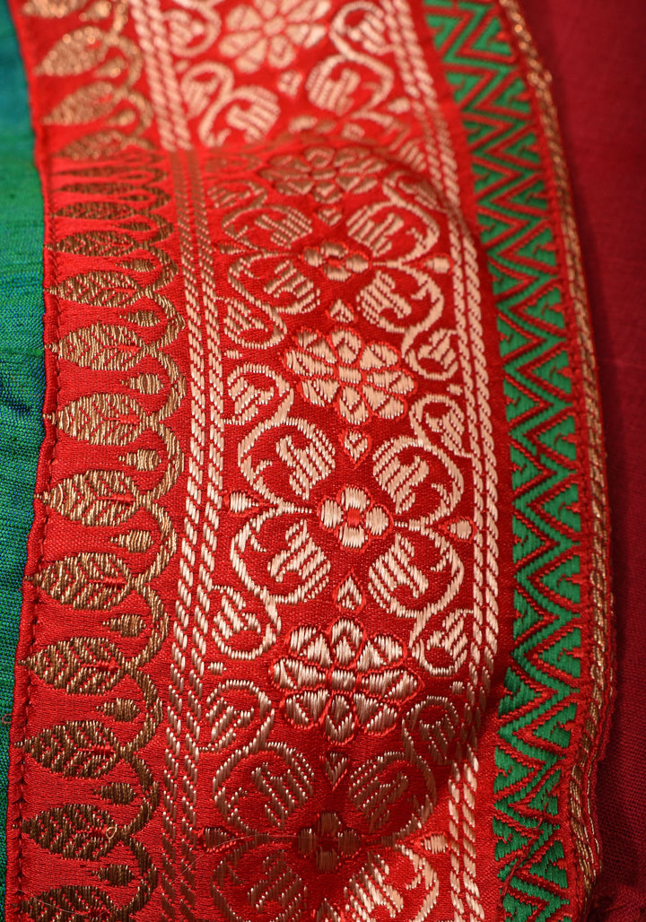 Green Red Blouse with V neck  Mix and Match Blouse for saree, Made to Order