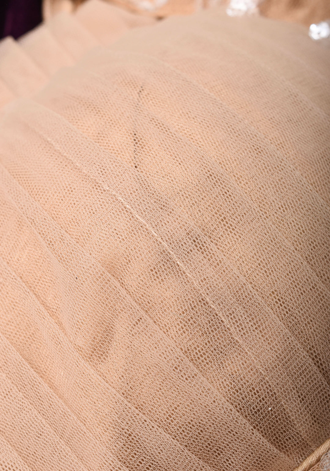 Made To Order: Corset Style Biscuit Color Sequin Blouse with pleated detailing