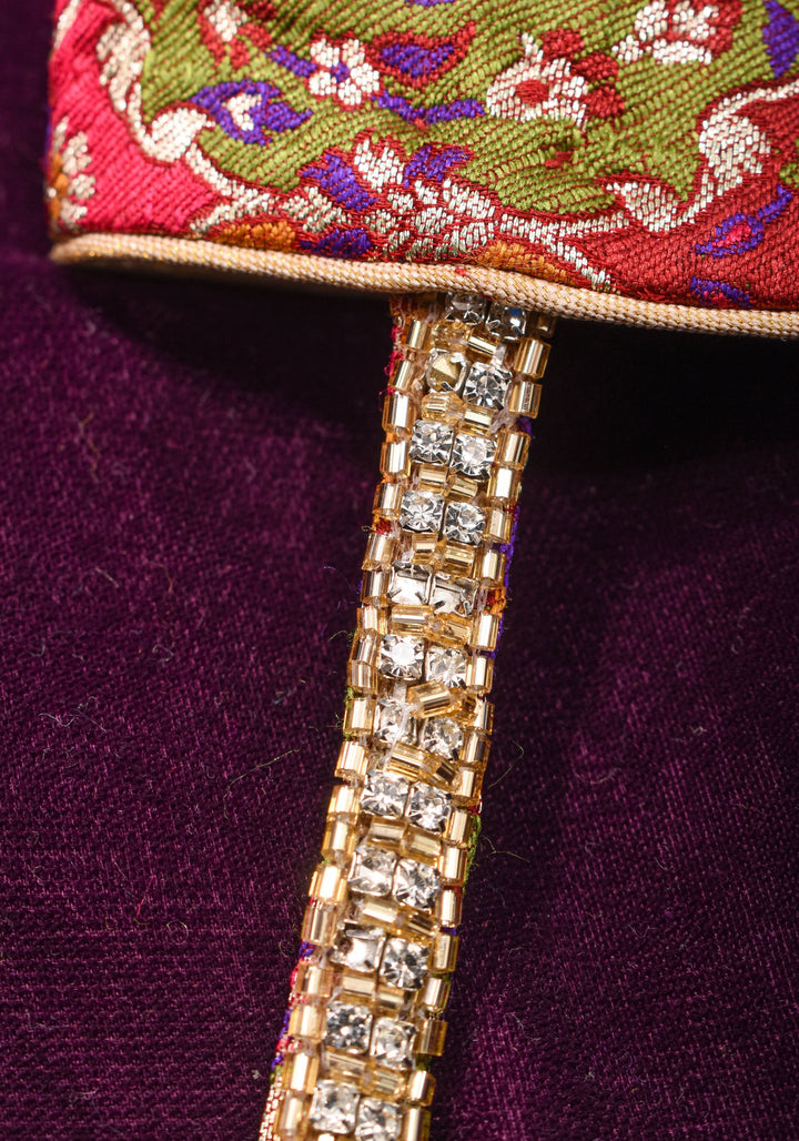 Made To Order: Banarasi Multicolor Brocade blouse with Cutdana Straps
