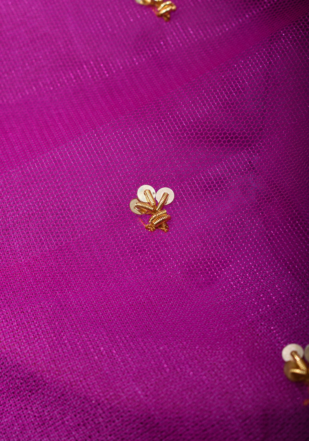 Magenta Pure Silk Blouse with Zardosi Cutdana Handwork on Net in Back and Sleeves, Made to Order