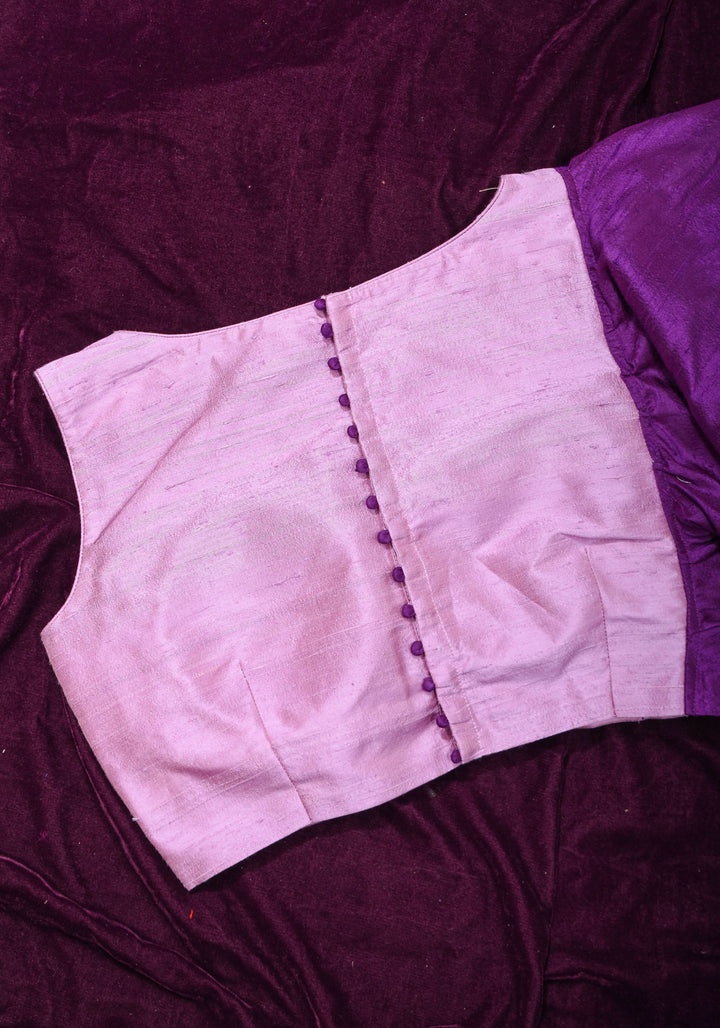 Two Color Pure Raw Sik One Side Ruffle Sleeve Blouse, Made to Order