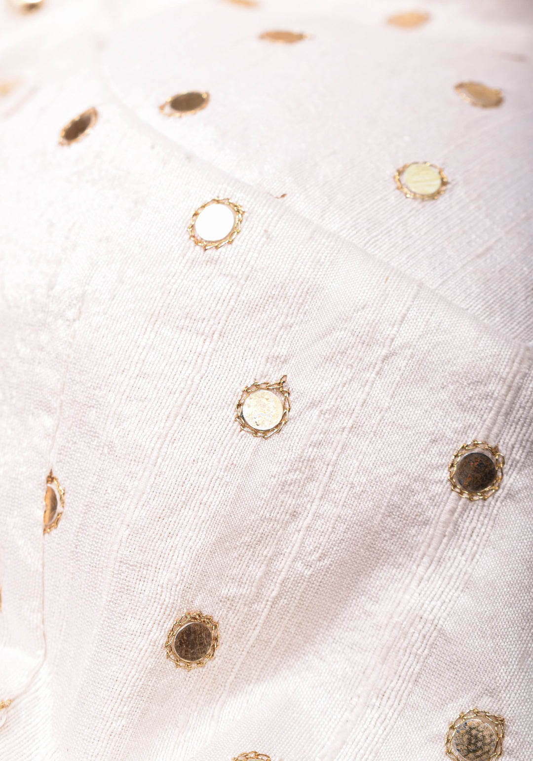 Dramatic Organza Puff Sleeves with Pure Raw Silk with Sequin embellishments and Moti lace, Made to Order | SHOBITAM