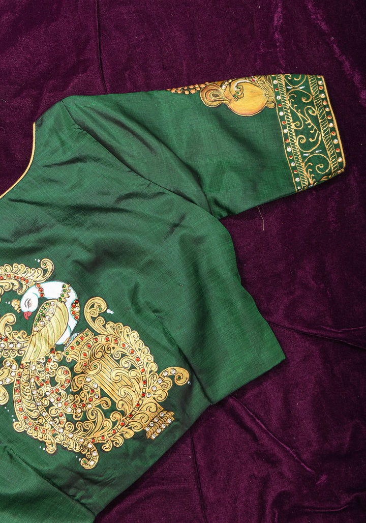 Tanjore Painting Annapakshi And Lion on Pure SIlk,  Made to Order | SHOBITAM