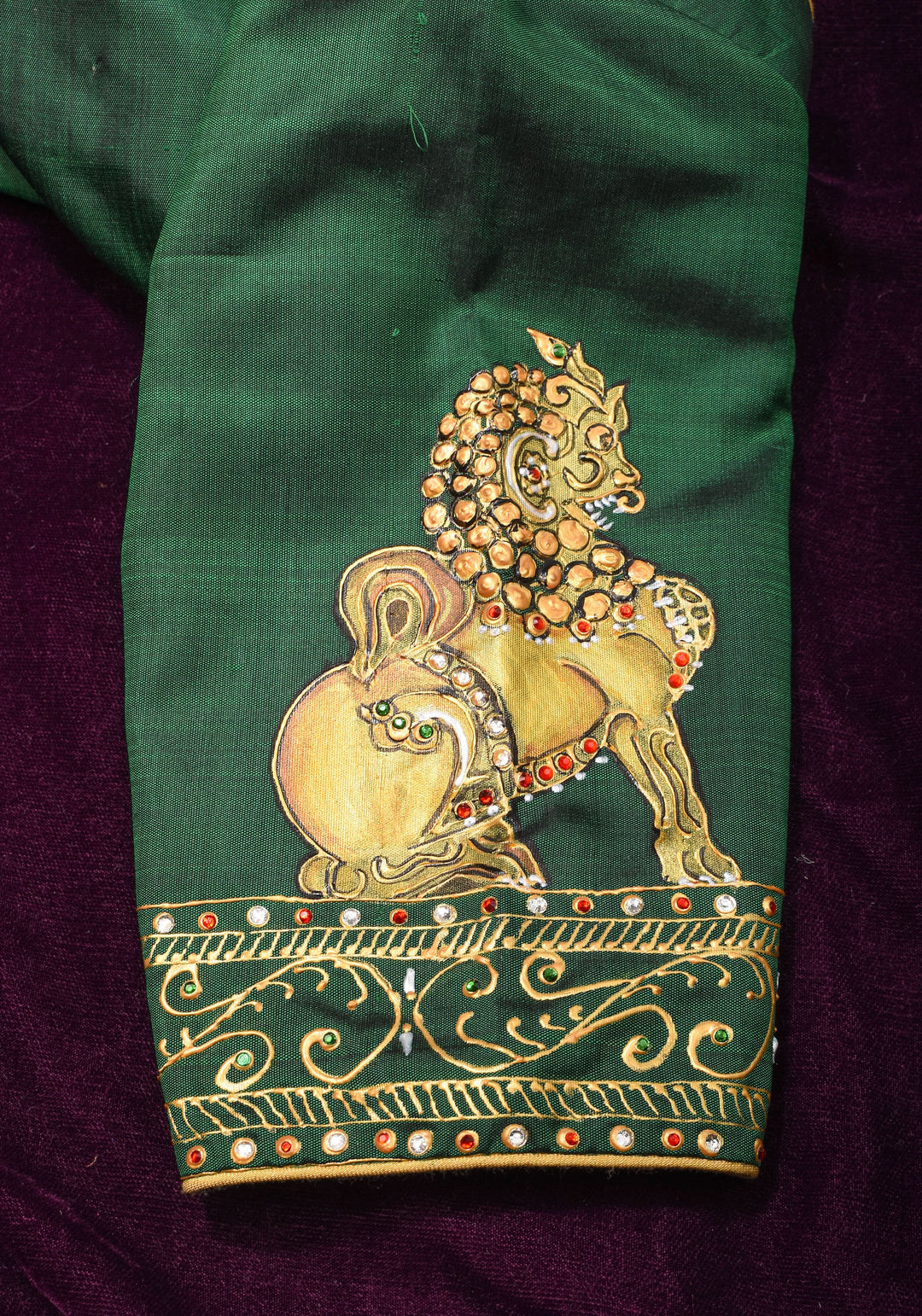 Tanjore Painting Annapakshi And Lion on Pure SIlk,  Made to Order | SHOBITAM