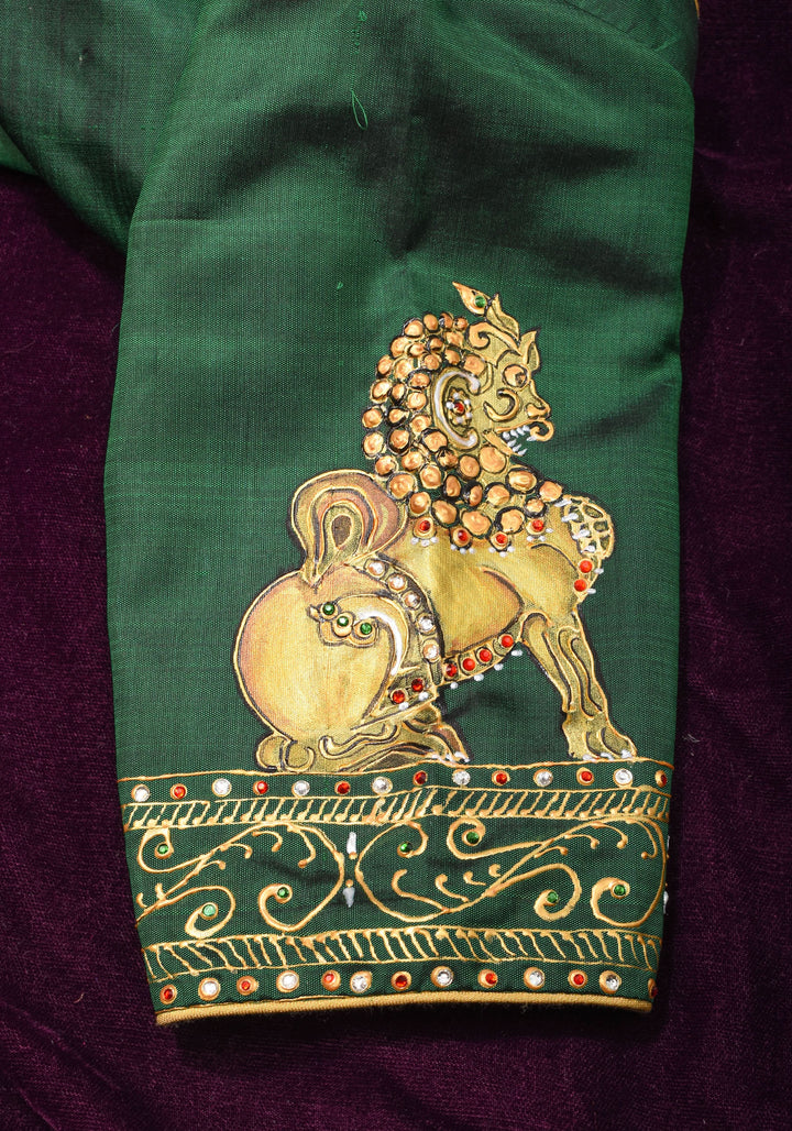 Tanjore Painting Annapakshi And Lion on Pure SIlk,  Made to Order | SHOBITAM