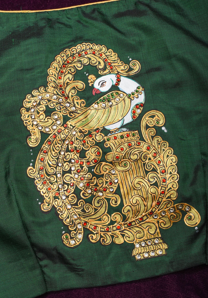 Tanjore Painting Annapakshi And Lion on Pure SIlk,  Made to Order | SHOBITAM