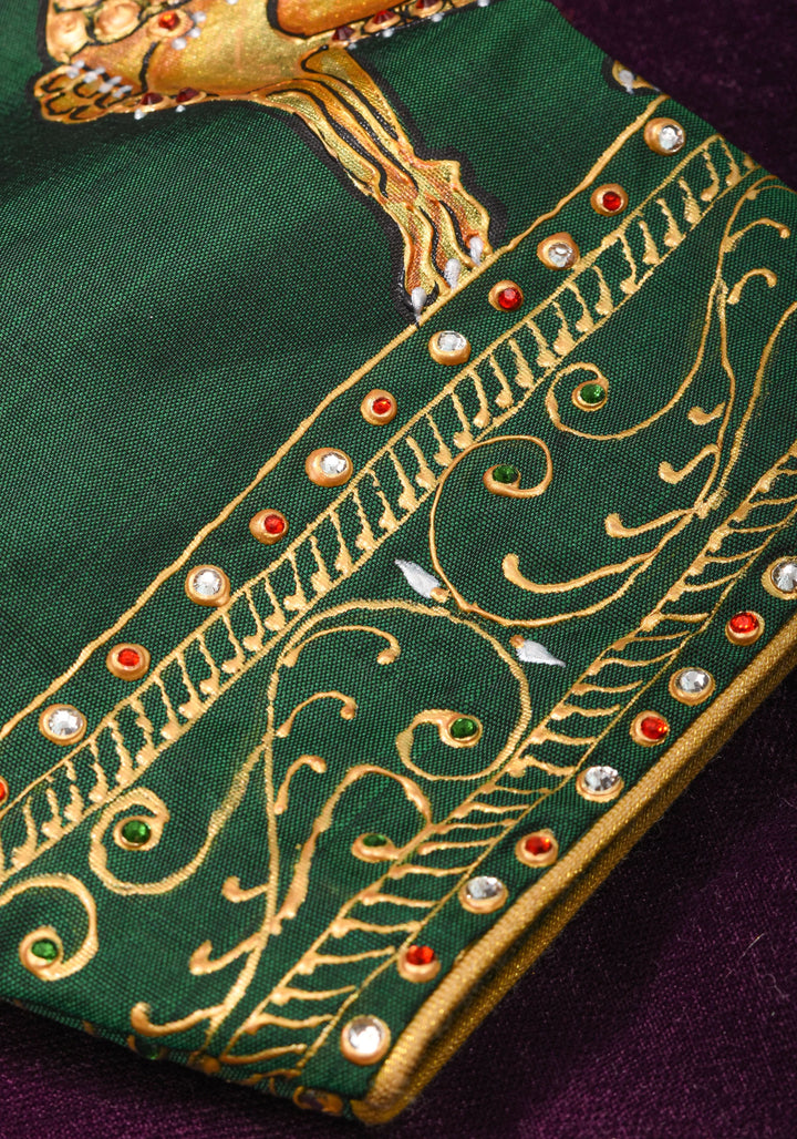 Tanjore Painting Annapakshi And Lion on Pure SIlk,  Made to Order | SHOBITAM