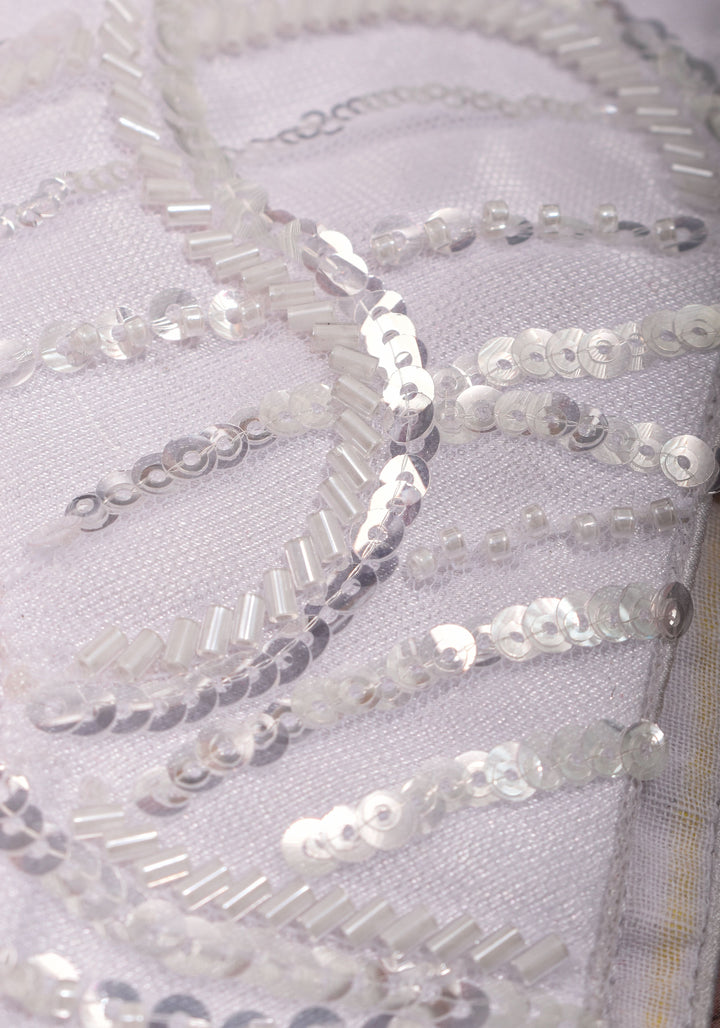 White sequin blouse with pleated net detailing, Mix and match blouse for saree, Made to Order