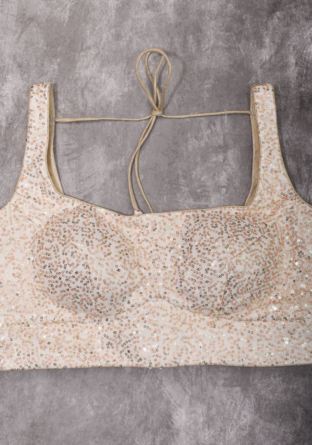 Dainty Sequin Embellished Scoopneck Sleeveless Blouse in Ivory | Made to Order