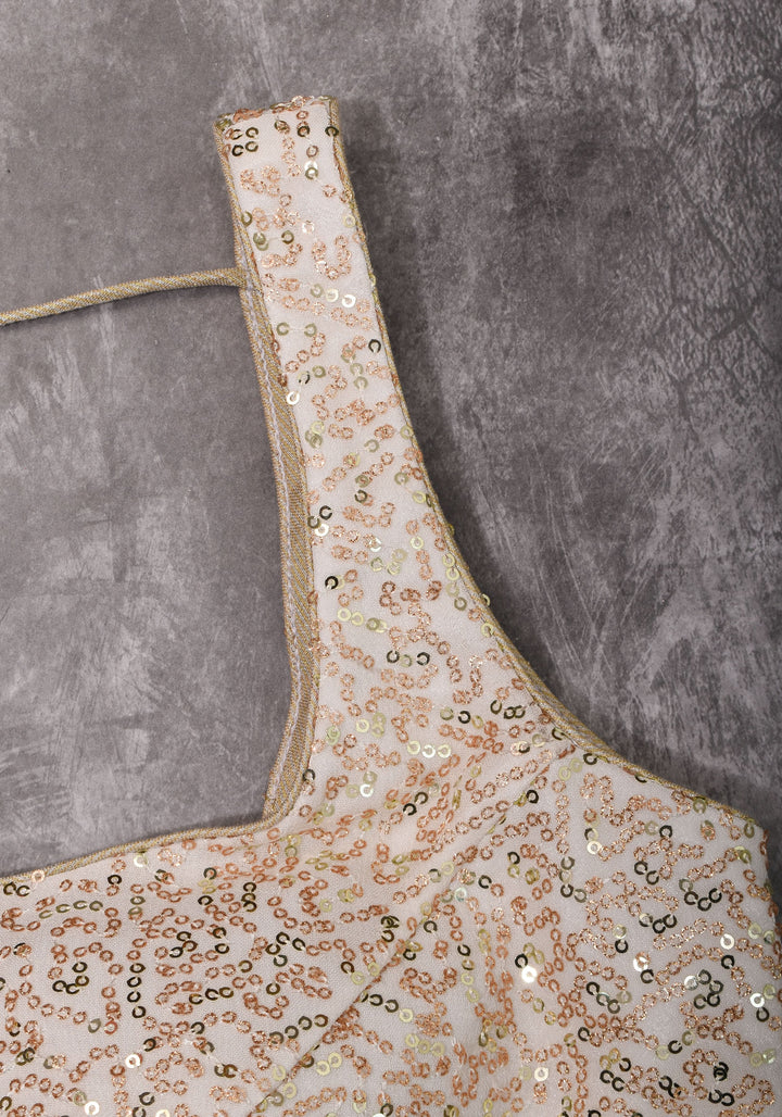 Dainty Sequin Embellished Scoopneck Sleeveless Blouse in Ivory | Made to Order
