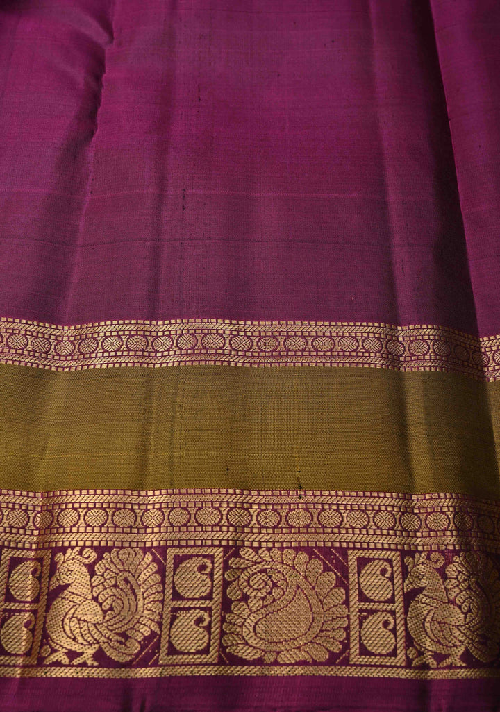 Peacock Blue Kanjivaram Soft Silk Saree with peacock Zari Buttas and rettai patti Zari Border | SILK MARK CERTIFIED