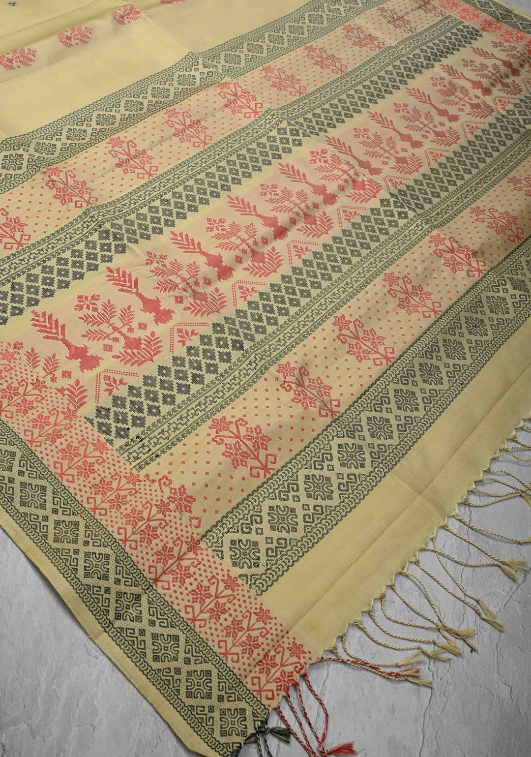 Taupe Kanjivaram Soft Silk Saree with Resham Butta and Border | SILK MARK CERTIFIED