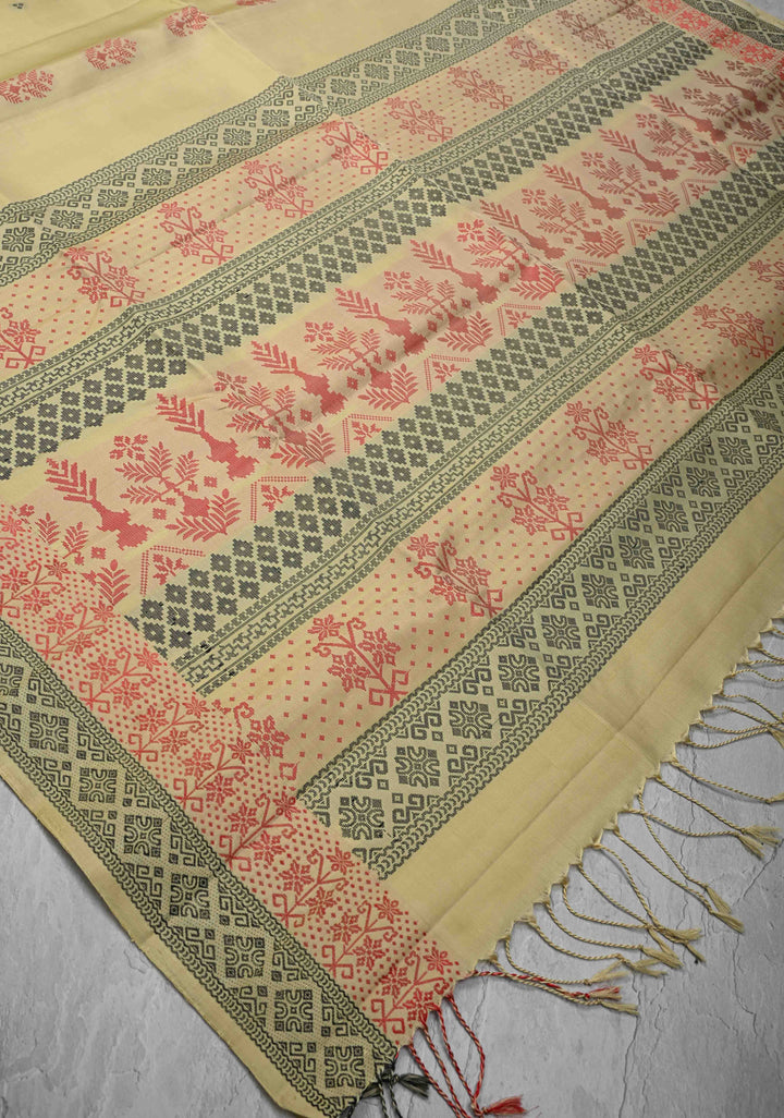 Taupe Kanjivaram Soft Silk Saree with Resham Butta and Border | SILK MARK CERTIFIED