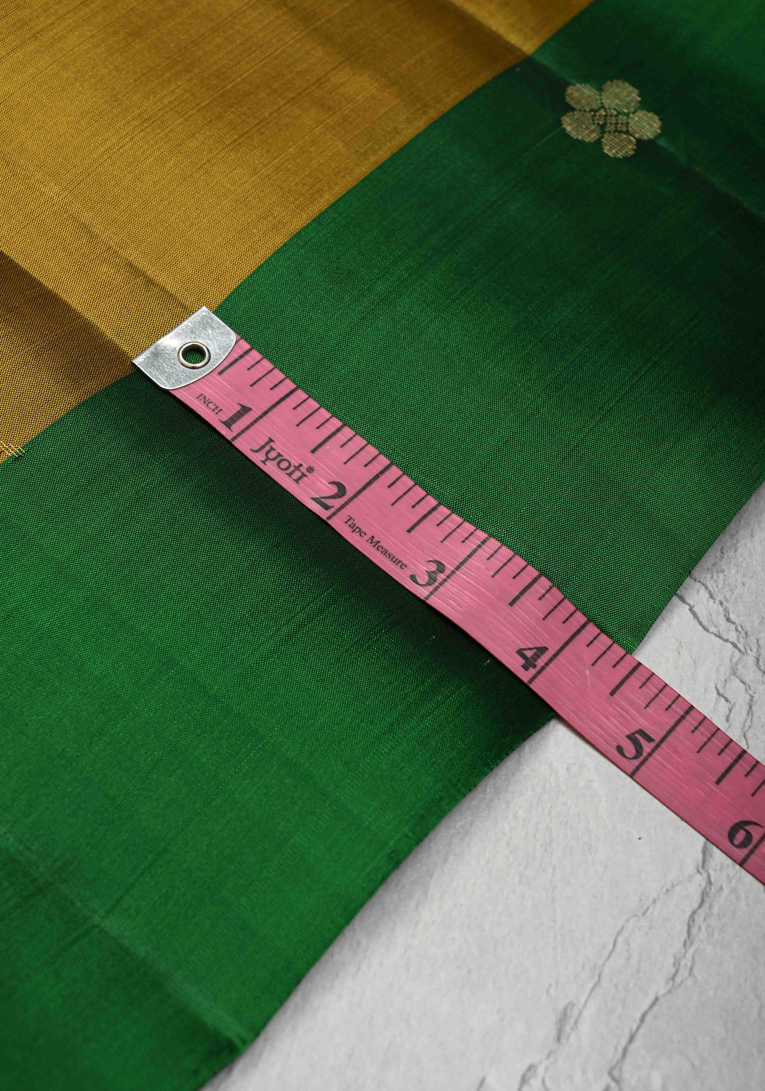 Ochre Kanjivaram Soft Silk Saree with Zari Buttas and Contrast Border | SILK MARK CERTIFIED