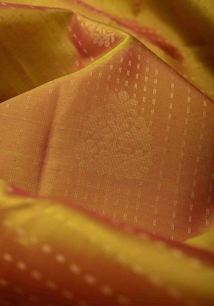 Methi Zari Stripes on Kanjivaram Soft Silk Saree with Zari Buttas and Contrast Border | SILK MARK CERTIFIED
