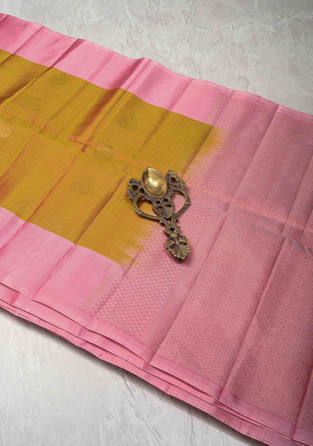 Methi Zari Stripes on Kanjivaram Soft Silk Saree with Zari Buttas and Contrast Border | SILK MARK CERTIFIED