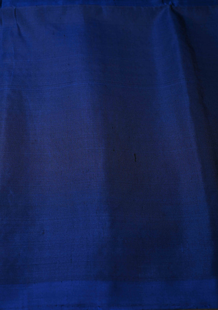 Maroon Kanjivaram Soft Silk Saree with Zari Buttas and Brocade on Blue Skirt Border | SILK MARK CERTIFIED
