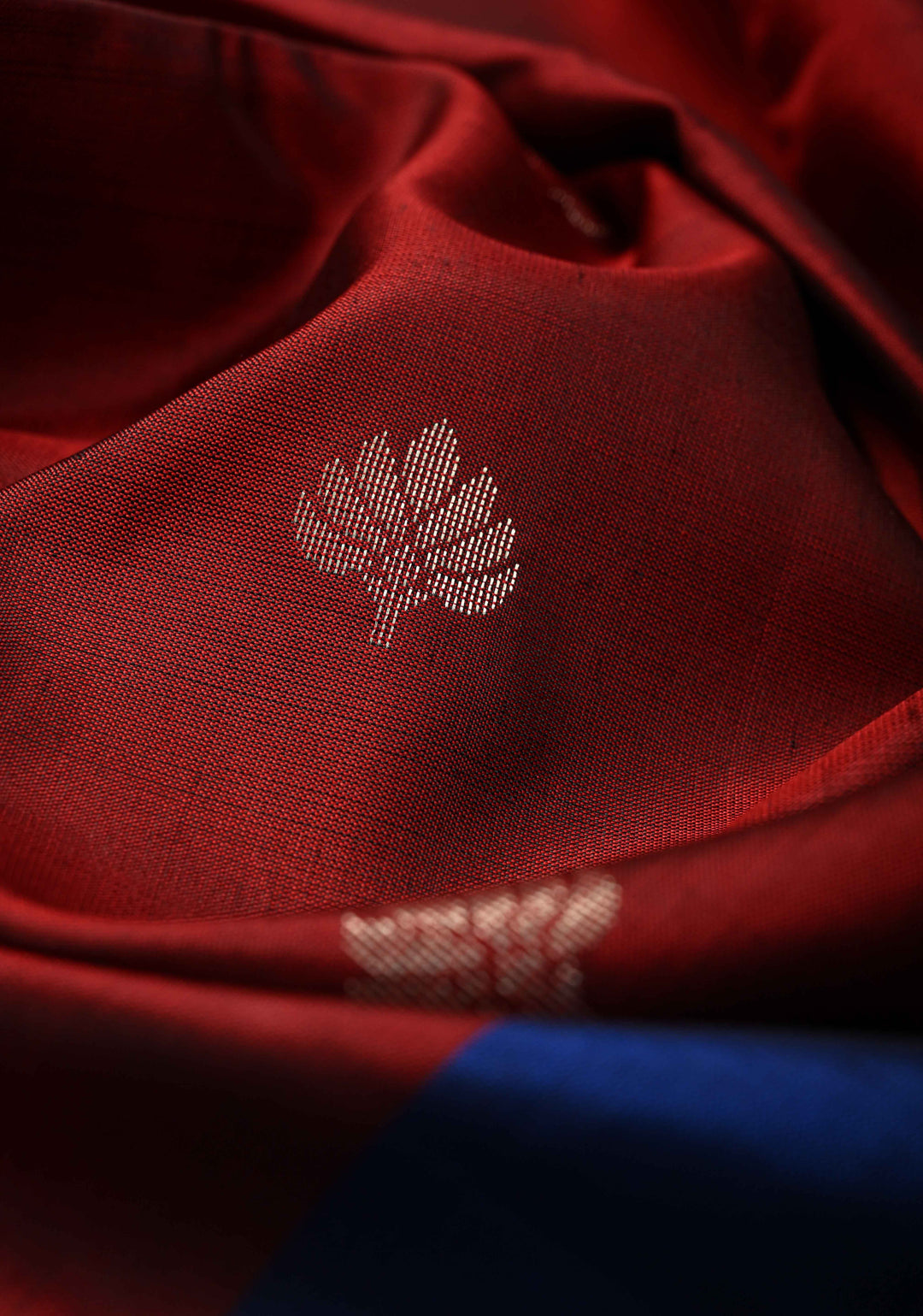Maroon Kanjivaram Soft Silk Saree with Zari Buttas and Brocade on Blue Skirt Border | SILK MARK CERTIFIED