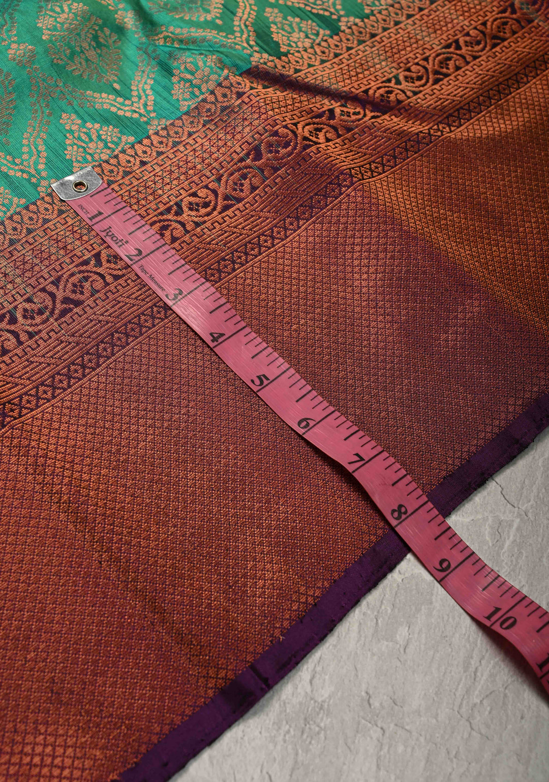Rama Green Kanjivaram Soft Silk Saree with Antique Zari Brocade Jaal and Contrast Zari Border | SILK MARK CERTIFIED