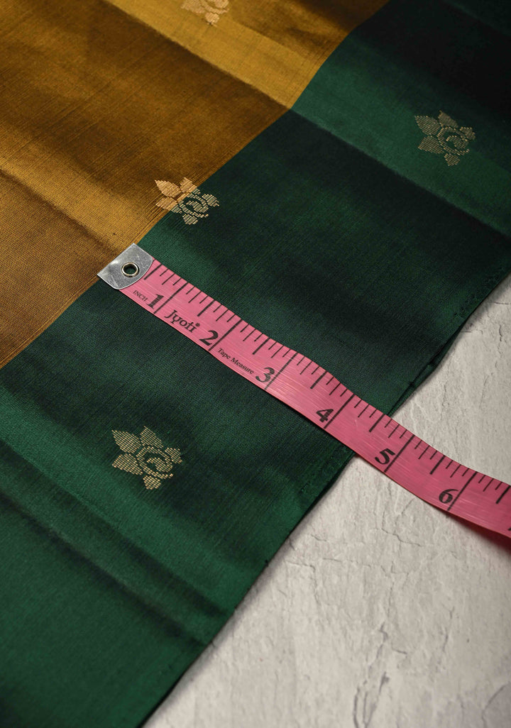 Methi Yellow Kanjivaram Soft Silk Saree with Zari Buttas and Contrast Border | SILK MARK CERTIFIED