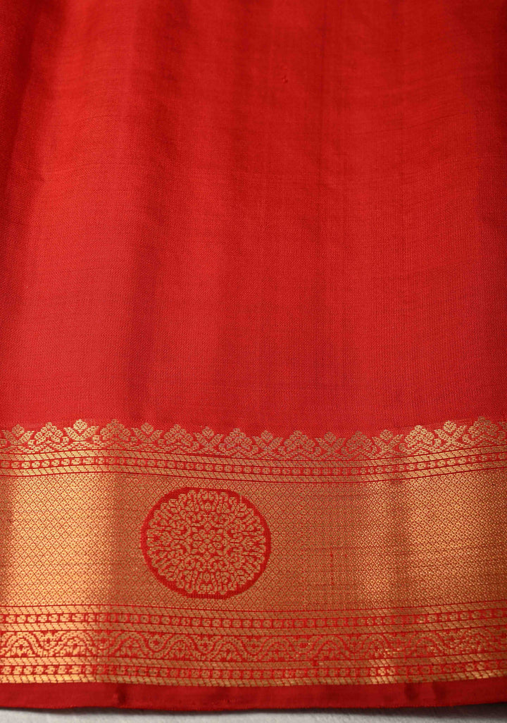 Gray Zari Stripes on Kanjivaram Soft Silk Saree with Gold-Silver Buttas and Zari Border | SILK MARK CERTIFIED