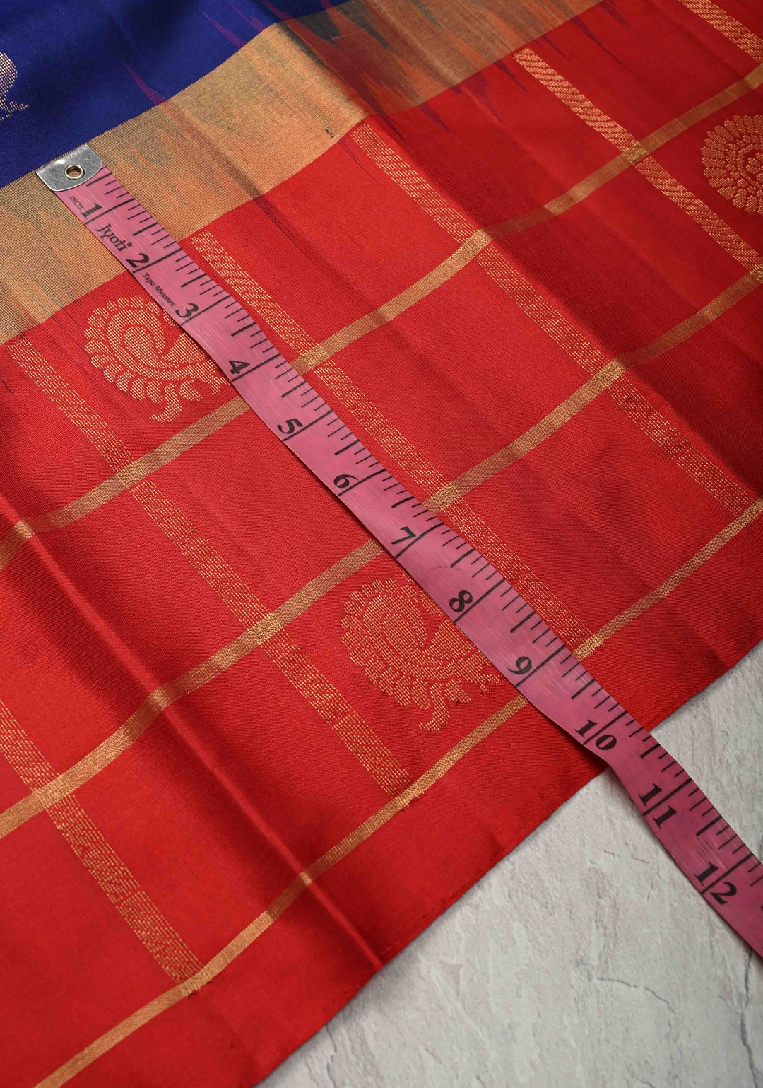 Royal Blue Kanjivaram Soft Silk Saree with Peacock Butta and Contrast checks Zari Border | SILK MARK CERTIFIED