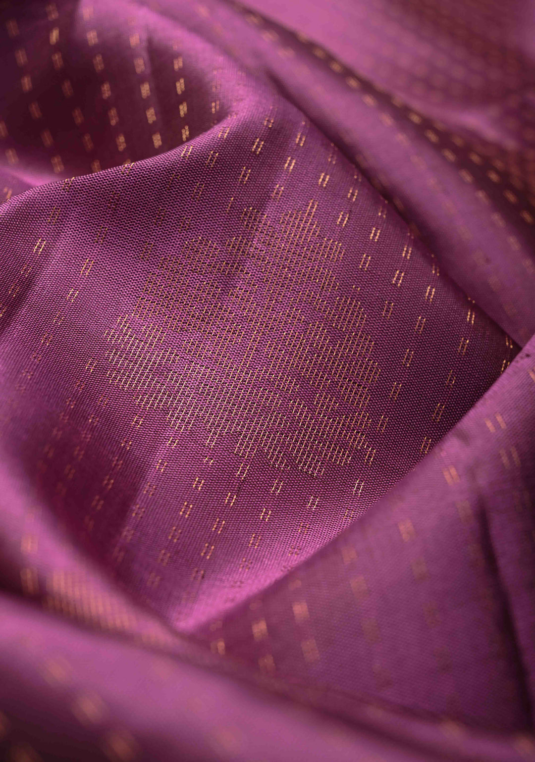 Purplish Pink Pin Zari Stripes on Kanjivaram Soft Silk Saree with Zari Buttas and Contrast Border | SILK MARK CERTIFIED