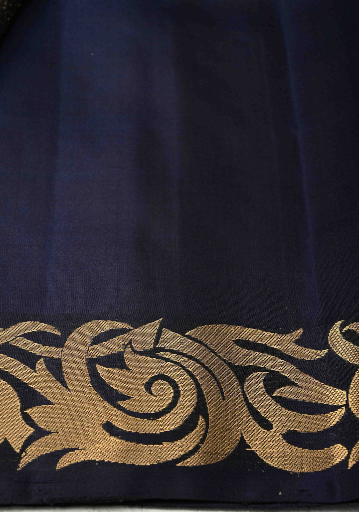 Mustard Fusion Ikkat Kanjivaram Soft Silk Saree with Weave Jaal and Contrast Zari Border | SILK MARK CERTIFIED