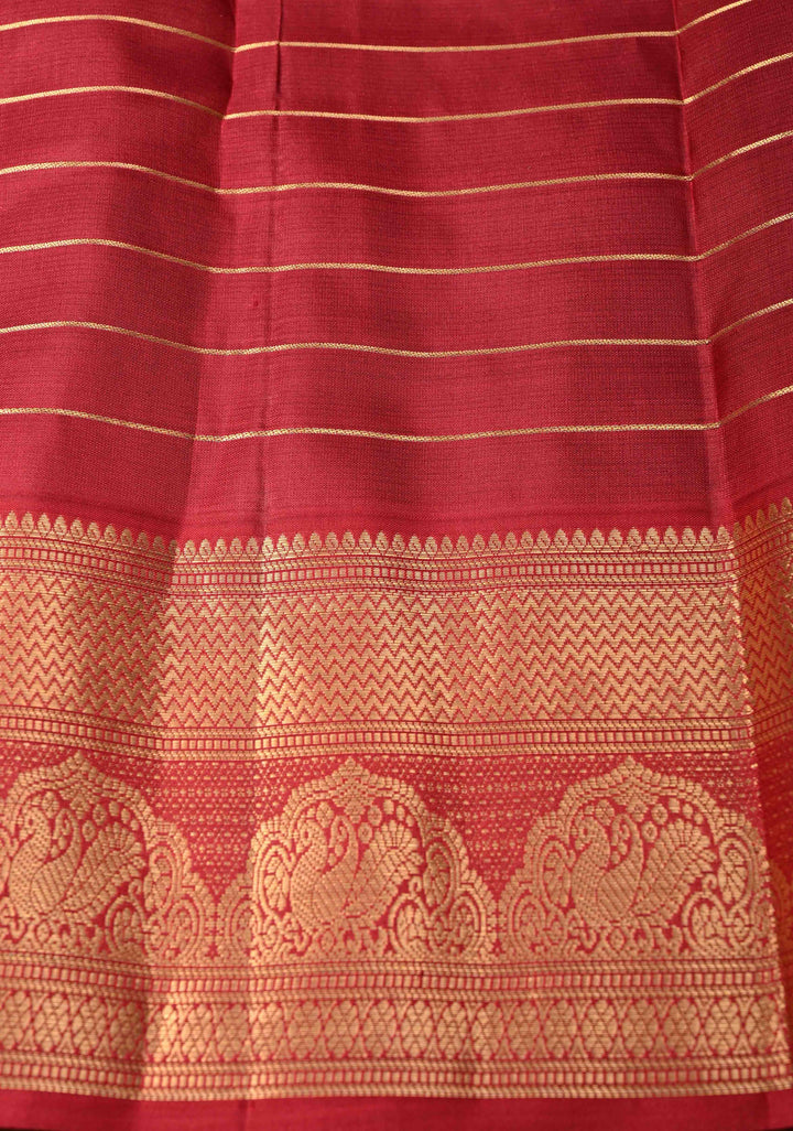 Blue Dual tone Zari Checks on  Kanjivaram Soft Silk Saree with Zari Buttas and Contrast Zari Border | SILK MARK CERTIFIED