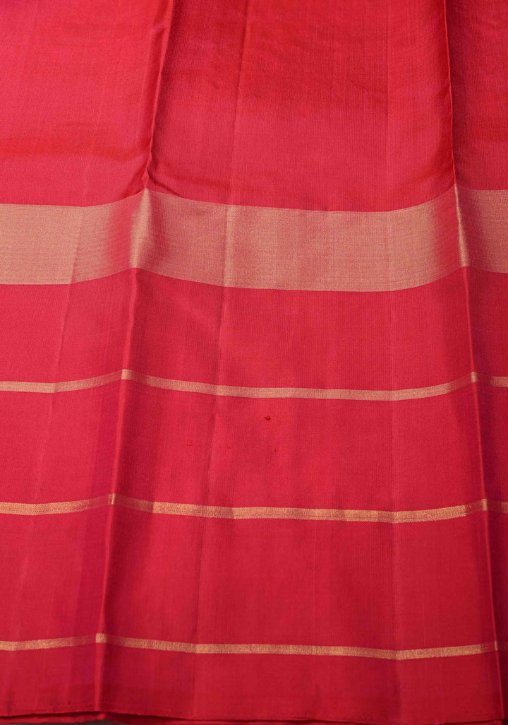 Blue Kanjivaram Soft Silk Saree with Peacock Buttas and Contrast Zari Checks Border | SILK MARK CERTIFIED