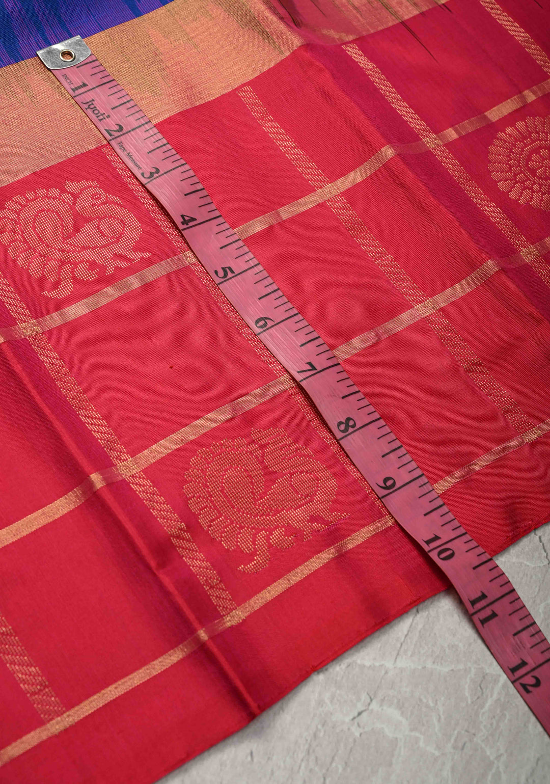 Blue Kanjivaram Soft Silk Saree with Peacock Buttas and Contrast Zari Checks Border | SILK MARK CERTIFIED