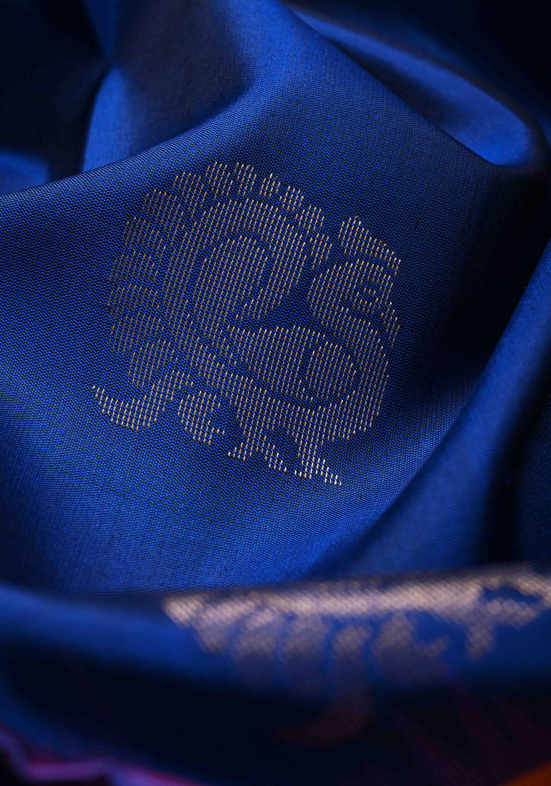 Blue Kanjivaram Soft Silk Saree with Peacock Buttas and Contrast Zari Checks Border | SILK MARK CERTIFIED