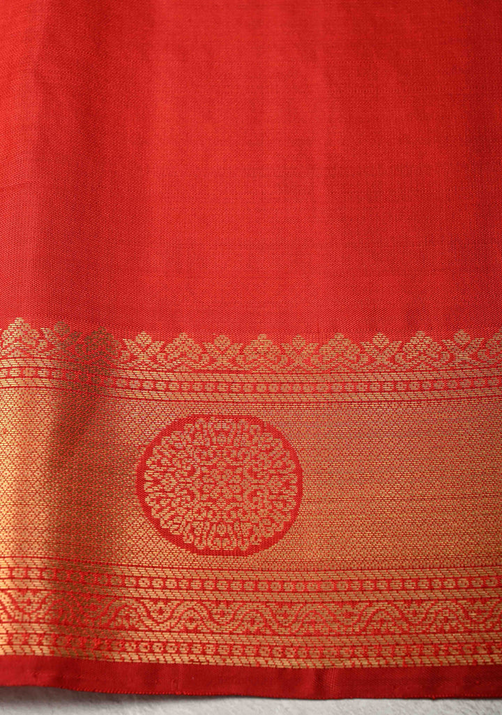Gray Zari Stripes on Kanjivaram Soft Silk Saree with Gold-Silver Buttas and Zari Border | SILK MARK CERTIFIED