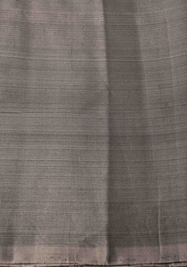 Kanchana Pin Zari Stripes on Kanjivaram Soft Silk Saree with Zari Buttas and Contrast Border | SILK MARK CERTIFIED