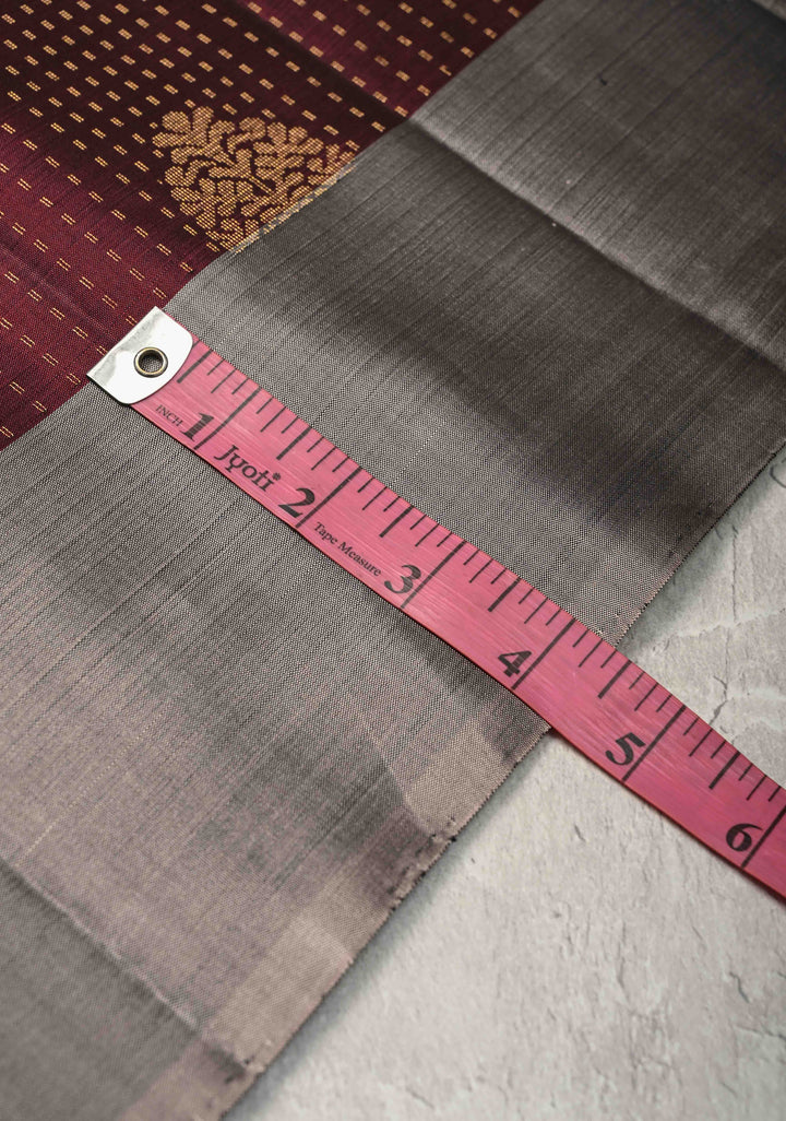Kanchana Pin Zari Stripes on Kanjivaram Soft Silk Saree with Zari Buttas and Contrast Border | SILK MARK CERTIFIED