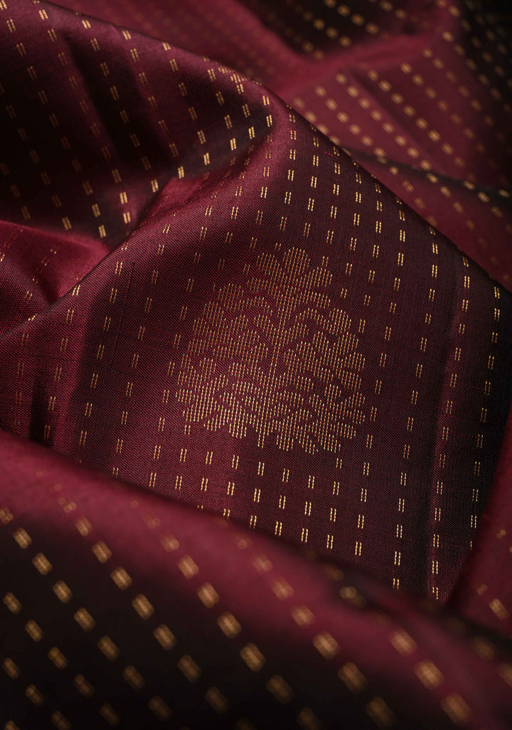 Kanchana Pin Zari Stripes on Kanjivaram Soft Silk Saree with Zari Buttas and Contrast Border | SILK MARK CERTIFIED
