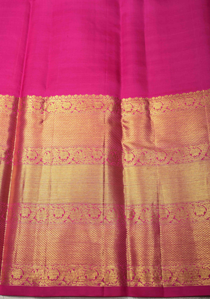 Chartreuse Brocade Kanjivaram Soft Silk Saree with Wide Zari Border | SILK MARK CERTIFIED