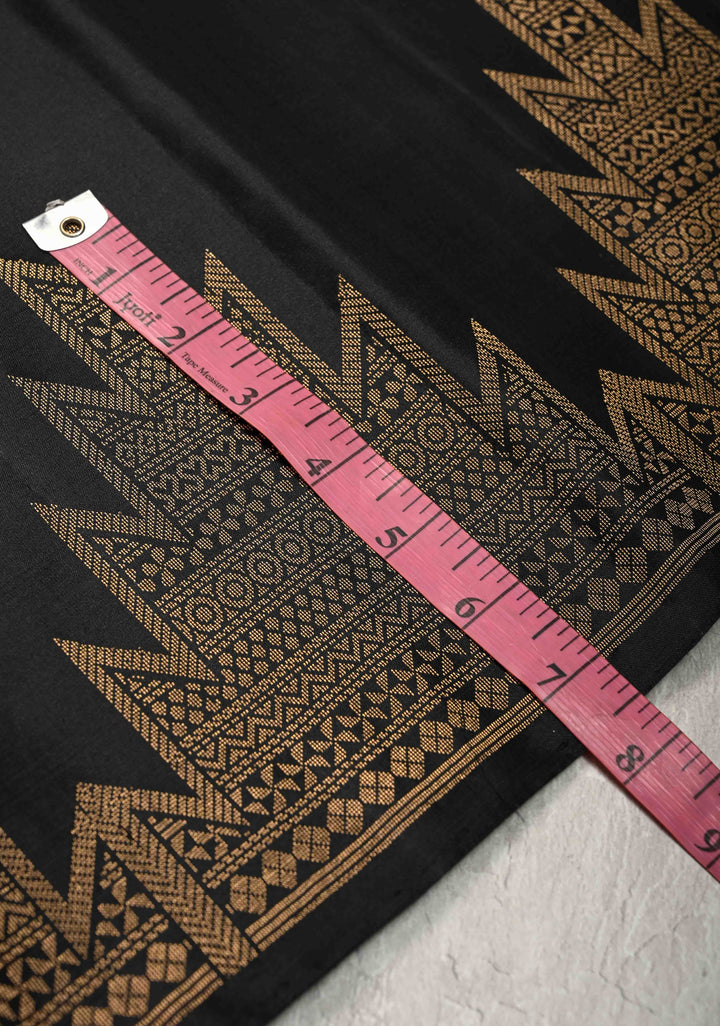 Black Kanjivaram Soft Silk Saree with Floral Buttas and Temple Zari Border | SILK MARK CERTIFIED