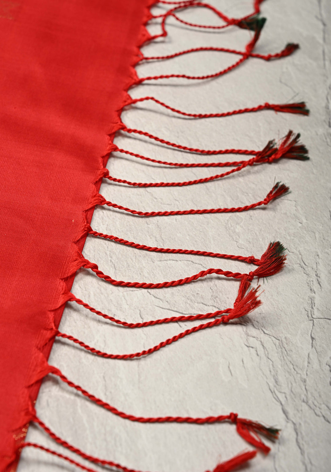 Scarlet Red Kanjivaram Soft Silk Saree with Floral Buttas and Temple Zari Border | SILK MARK CERTIFIED