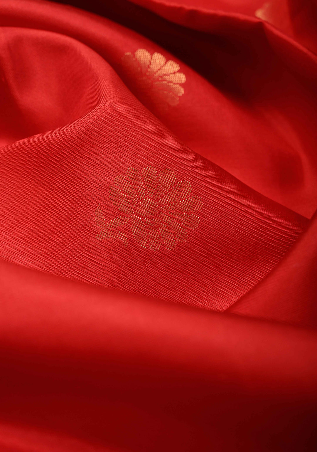 Scarlet Red Kanjivaram Soft Silk Saree with Floral Buttas and Temple Zari Border | SILK MARK CERTIFIED
